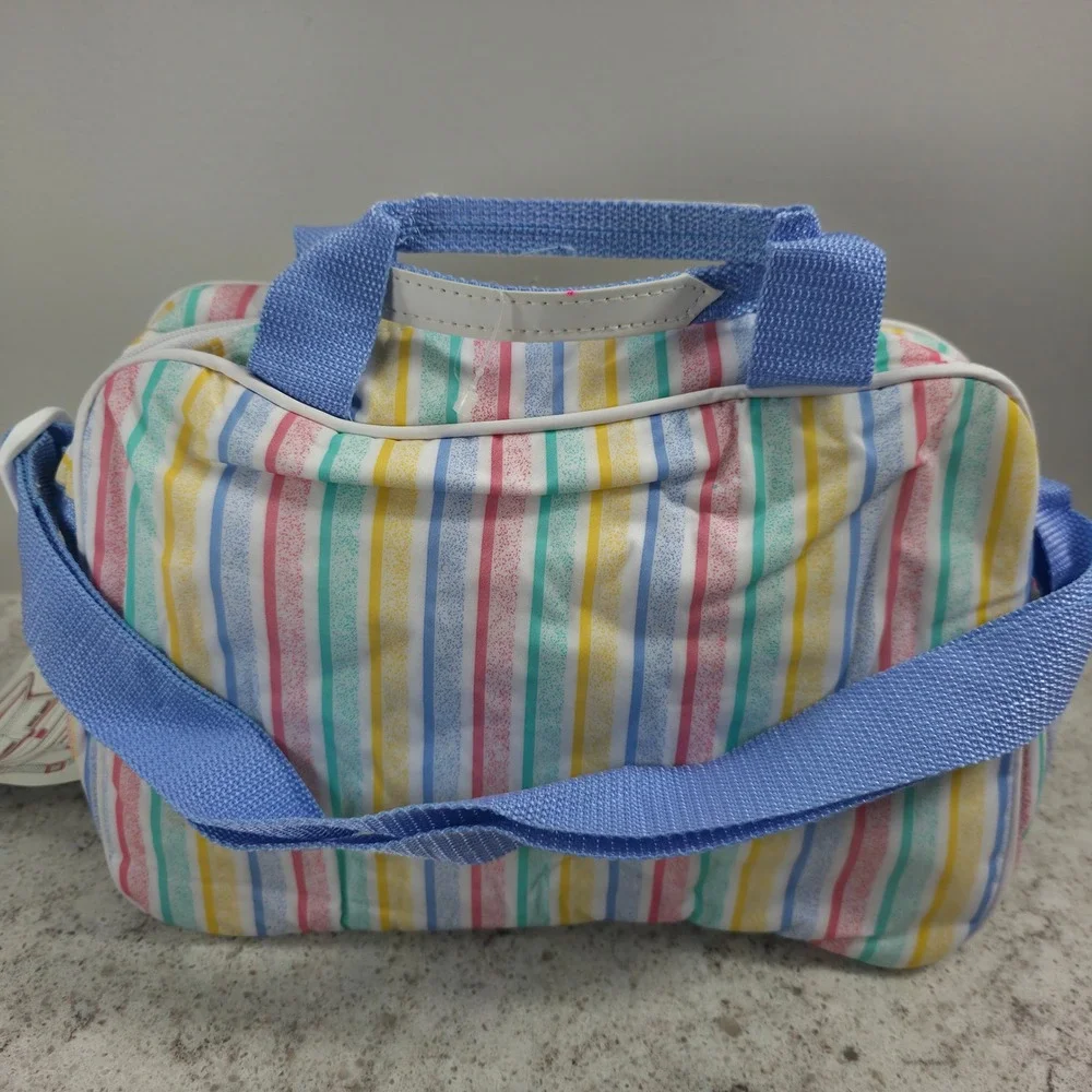 Vintage Evenflo Insulated Diaper Bag Pastel Rainbow Stripe Animal Pacesetter NWT